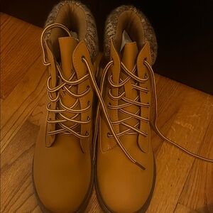 Women's Tan Lace-Up Boots